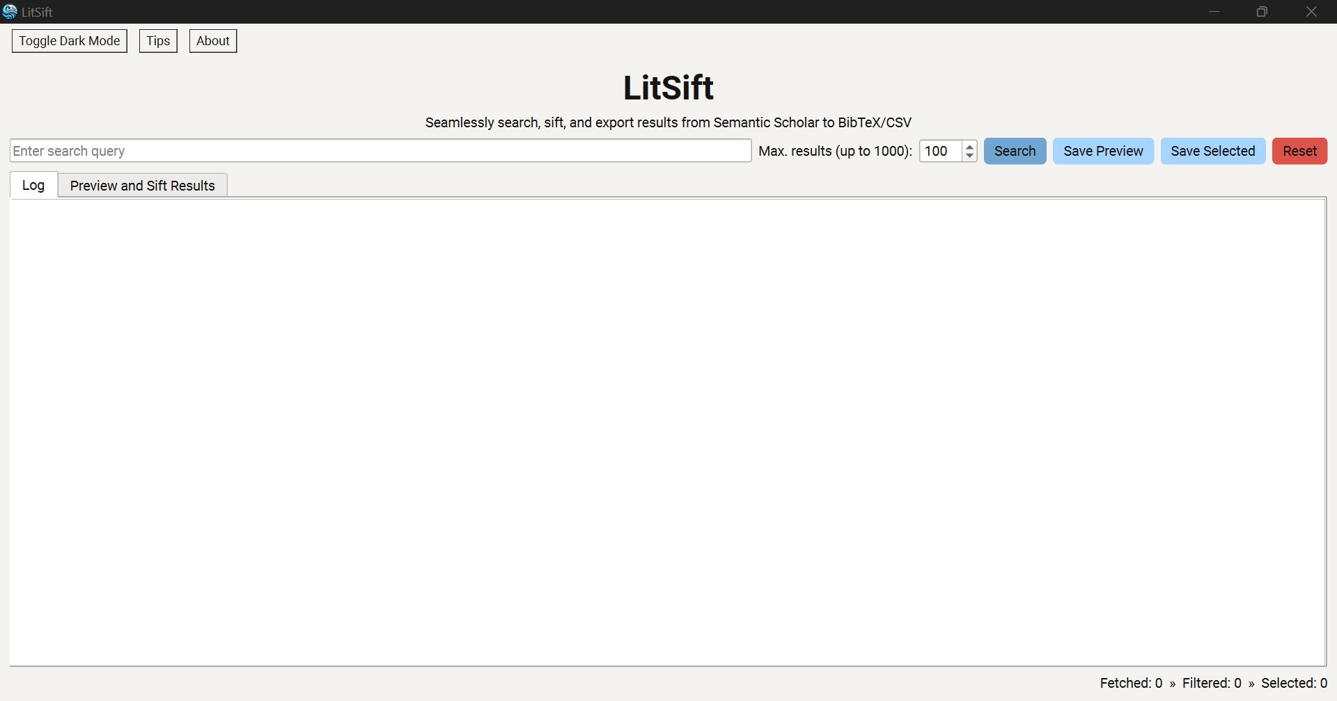 LitSift Main Interface